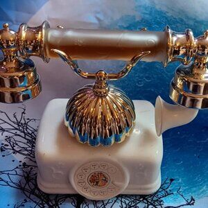 VINTAGE NEW Avon French Telephone Milk Glass Decanter full !!! BEAUTIFUL *READ*